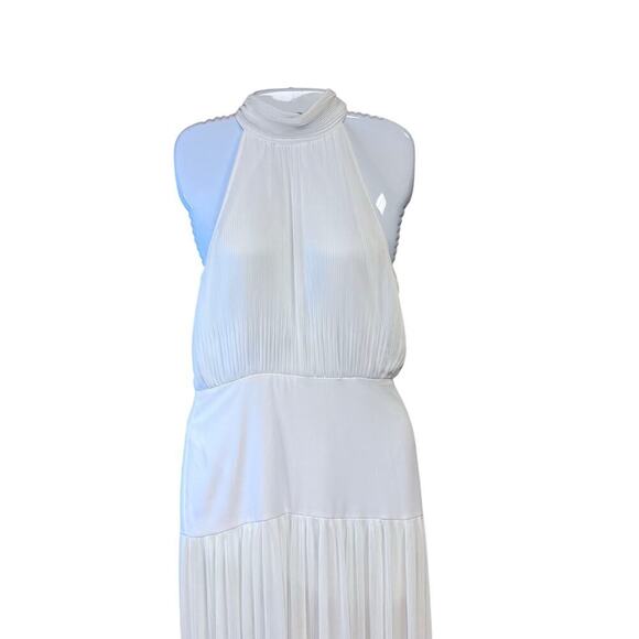 New Veronica Beard Lilliana Plisse Pleated Halter Wite Maxi Dress Bridal Sz 4 - Picture 4 of 15